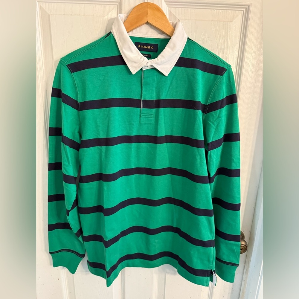 Piombo Men's Striped Rugby Polo Size Medium NWT